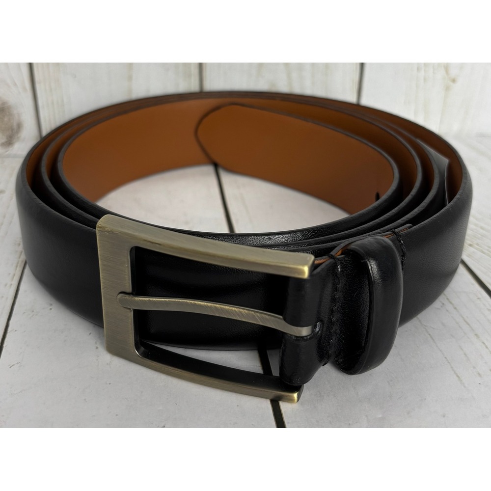 Mens Wearhouse Black Full Grain Italian Leather Dress Belt Size‎ 54 41810X-02